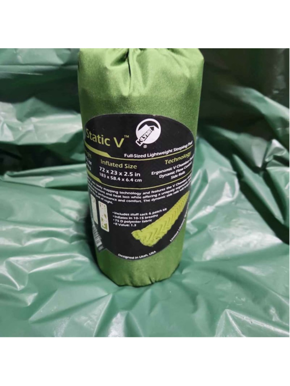 Klymit Static V Sleeping Pad Green 72x23x2.5" Camping